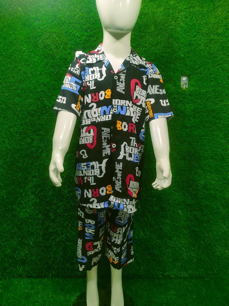 2 Pcs Boy's Linen Printed Tracksuit