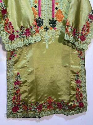 2 Pcs Women's Stitched Khaadi Silk Embroidered Suit