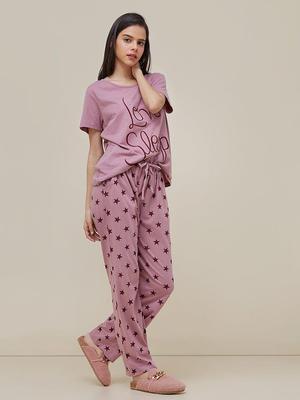 2 Pcs Women's Stitched Cotton Jersey Printed Night Suit