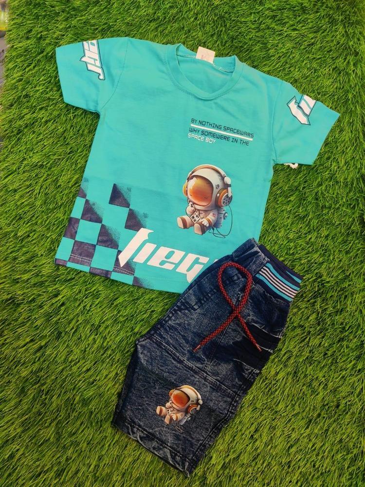 Boy's Blended Printed T-Shirt And Shorts Set -