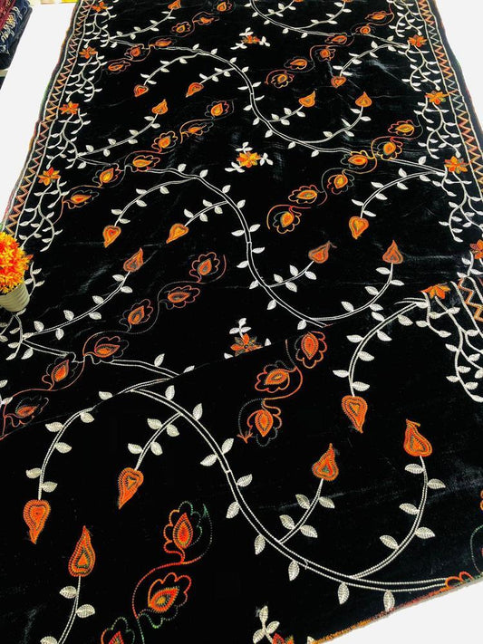 1 Pc Women's Velvet Embroidered Shawl