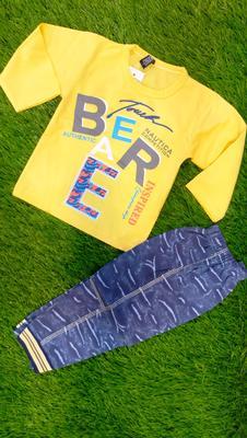 2 Pcs Kid's Stitched Blended Terry Hoodie Set