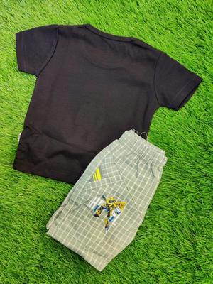 Boy's Blended Printed Shirt With Cotton Shorts