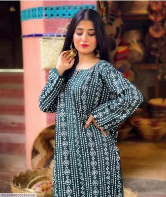 2 Pcs Women's Stitched Linen Block Printed Shirt And Trouser