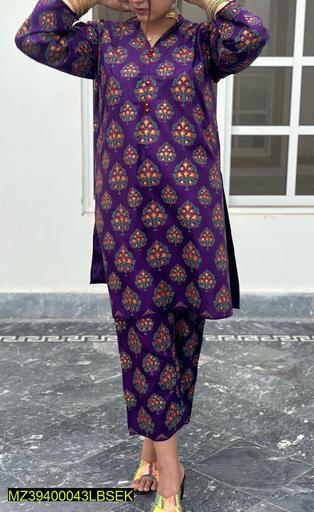 2 Pcs Linen Block Printed Suit