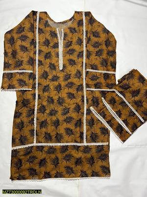 2 Pcs Women's Stitched Dhanak Printed Suit