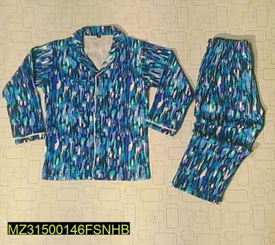 2 Pcs Girl's Stitched Jersey Printed Night Suit