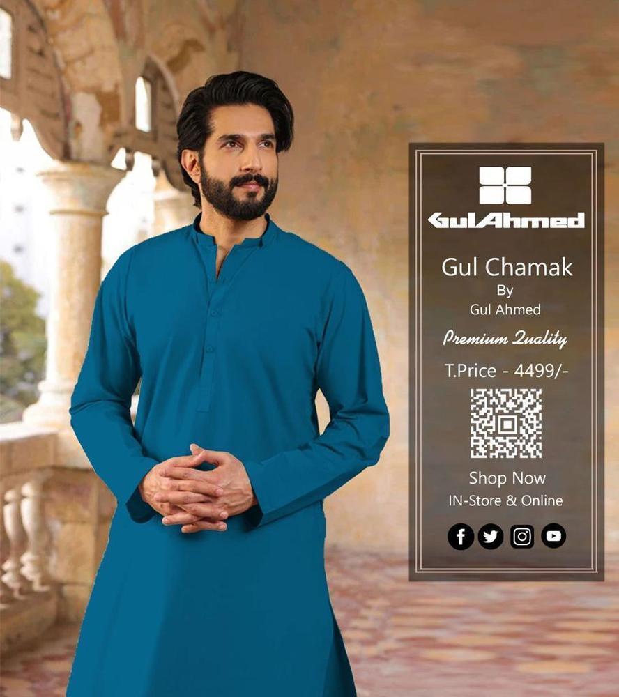 Men's Unstitched Chamak Cotton Plain Suit