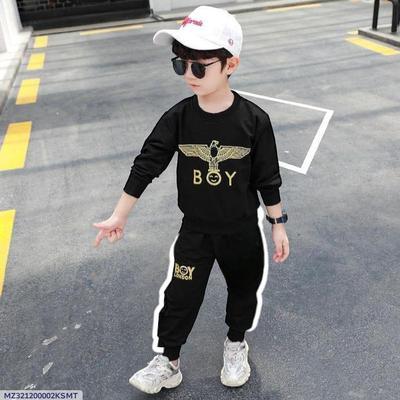 2 Pcs Boy's Cotton Plain Tracksuit