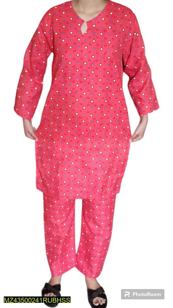 2 Pcs Women's Stitched Wool Printed Suit