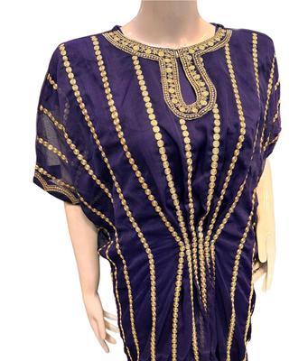 3 Pcs Women's Stitched Chiffon Sequins Embroidered Kaftan