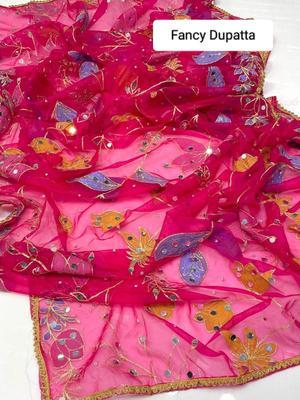 1 Pc Women's Stitched Organza Hand Embroidered Dupatta