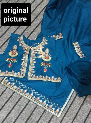 2 Pcs Women's Stitched Cotton Lawn Sequins Embroidered Shirt And Trouser