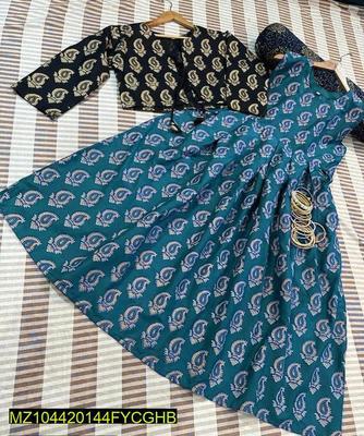 3 Pcs Women's Stitched Katan Silk Printed Frock