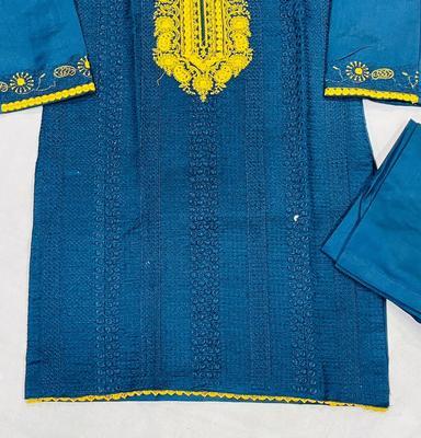 2 Pcs Women's Stitched Khaadi Net Embroidered Suit