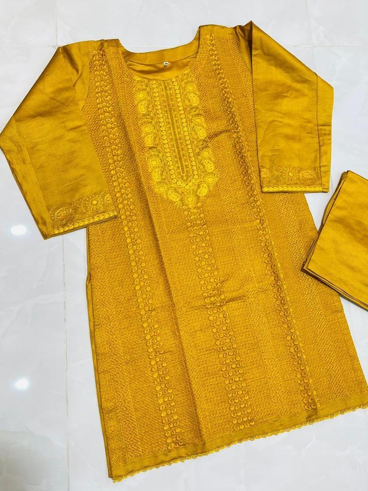 2 Pcs Women's Stitched Khaadi Net Embroidered Suit