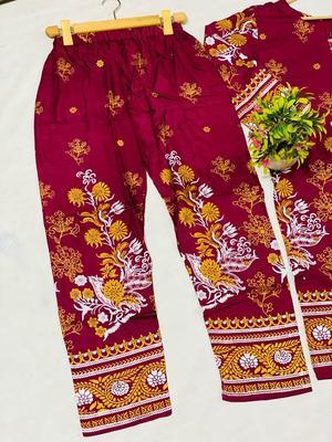 2 Pcs Women's Stitched Lawn Printed Suit