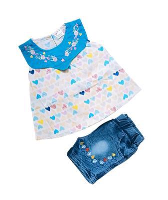 Baby Girl's Cotton Frock And Shorts Set