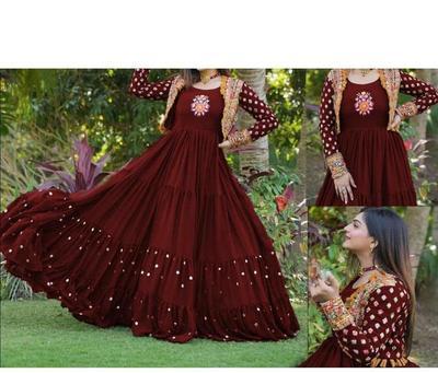 2 Pcs Women's Stitched Shamoz Silk Embroidered Maxi