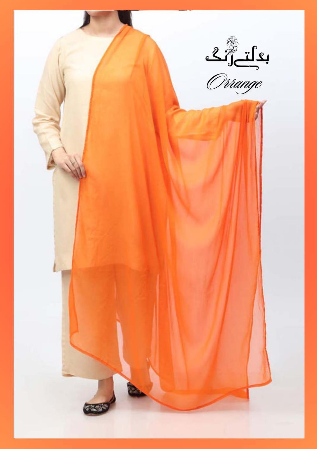 1 Pc Women's Stitched Chiffon Plain Dupatta