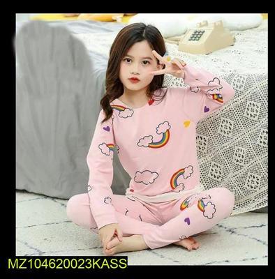 Kid's Stitched Cotton Printed Night Suit