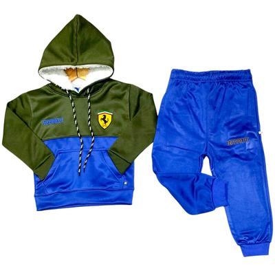 2 Pcs Boy's Polyester Printed Hoodie Tracksuit