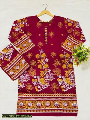 2 Pcs Women's Stitched Lawn Printed Suit