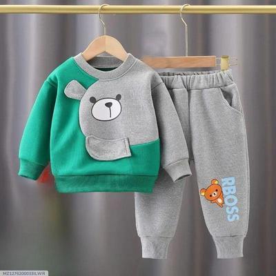 2 Pcs Boy's Fleece Printed Tracksuit