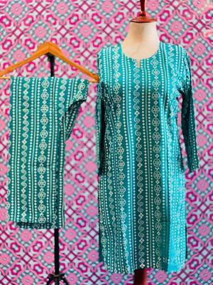 2 Pcs Women's Stitched Linen Printed Suit