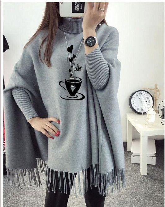 Women's Fleece Cup Printed Poncho