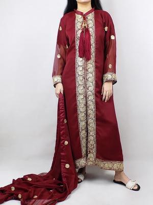 3 Pcs Women's Stitched Chiffon Embroidered Suit