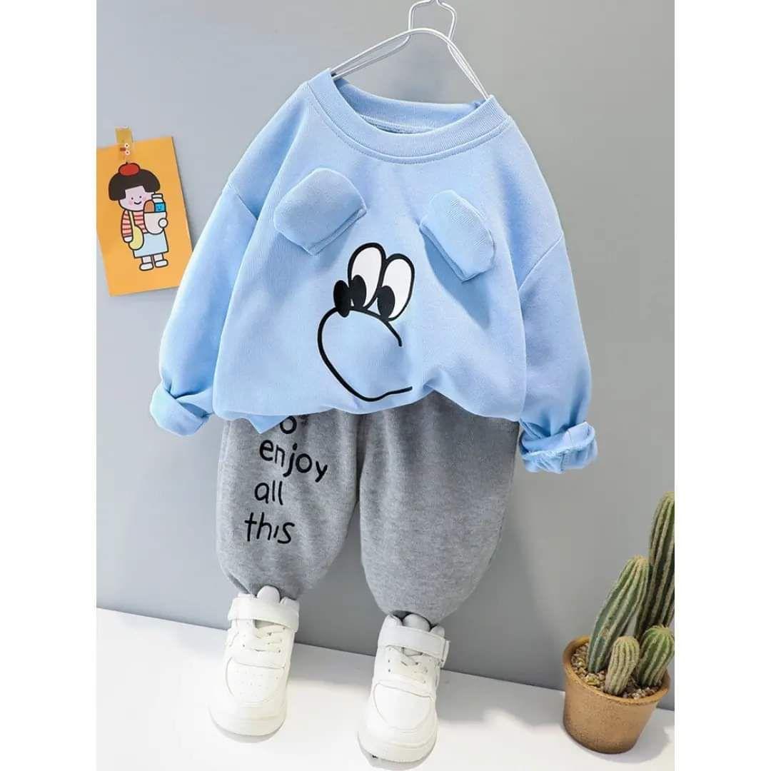 2 Pcs Boy's Fleece Printed Tracksuit