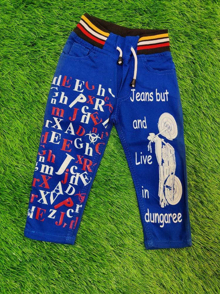 Boy's Stitched Cotton Printed Pants