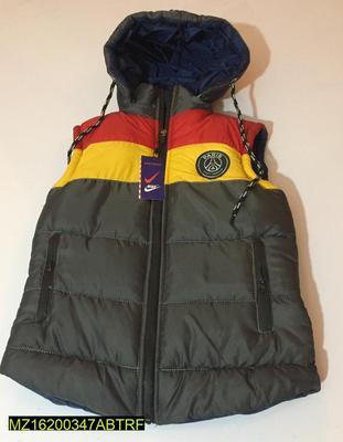 1 Pc Boy's Stitched Parachute Quilted Plain Sleeveless Jacket