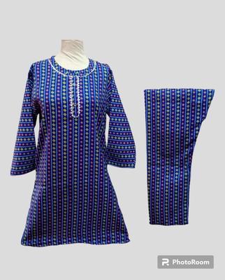 2 Pcs Women's Stitched Wool Printed Suit