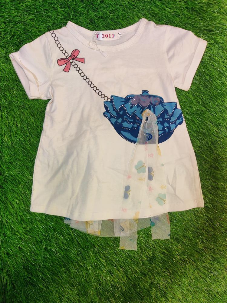 Girl's Stitched Blended Printed T-Shirt