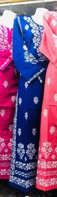 1 Pc Women's Stitched Linen Chikankari Embroidered Kurta