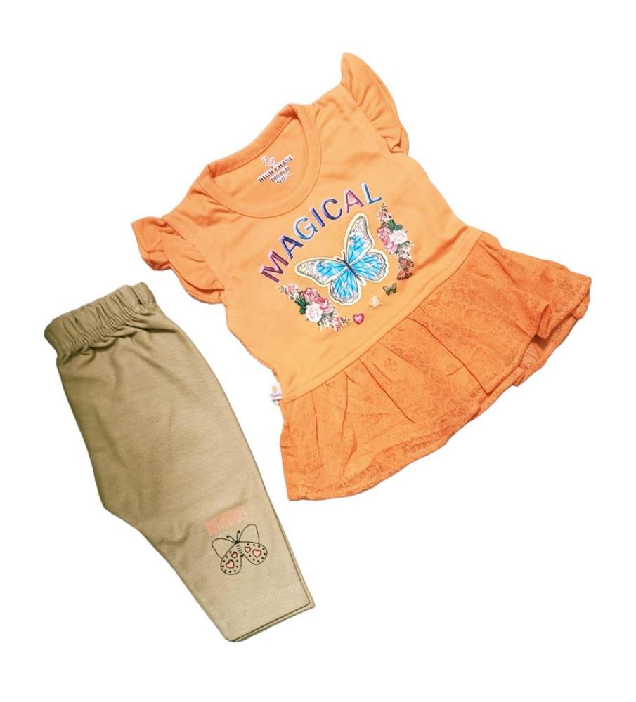 Baby Girl's Cotton Blended Shirt And Trouser Set -