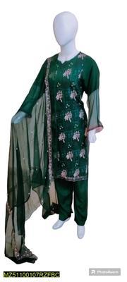 2 Pcs Women's Stitched Chiffon Embroidered Suit