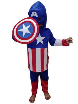 4 Pcs Kids Stitched Dry Fit Micro Costume- Captain America