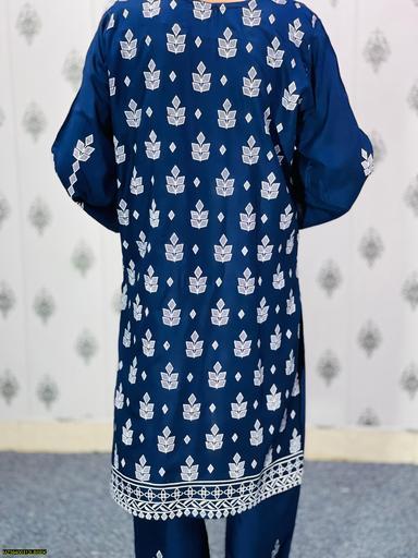 2 Pcs Women's Stitched Linen Printed Suit