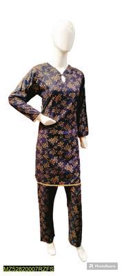 2 Pcs Women's Stitched Cotton Lawn Block Printed Shirt And Trouser