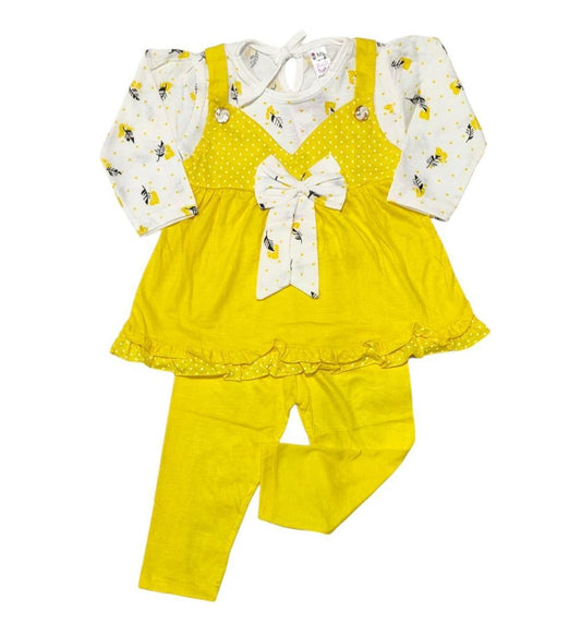 2 Pcs Baby Girl Jersey frock With Trouser