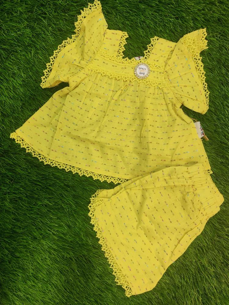 Baby Girl's Lawn Frock And Trouser Set