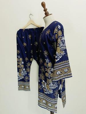 2 Pcs Women's Stitched Lawn Printed Suit