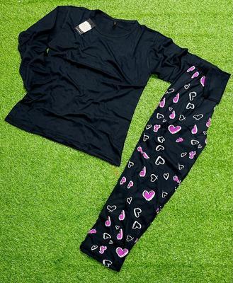 2 Pcs Women's Sleepwear With Heart Prinred Trouser