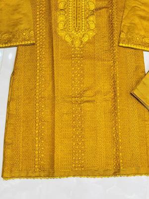 2 Pcs Women's Stitched Khaadi Net Embroidered Suit