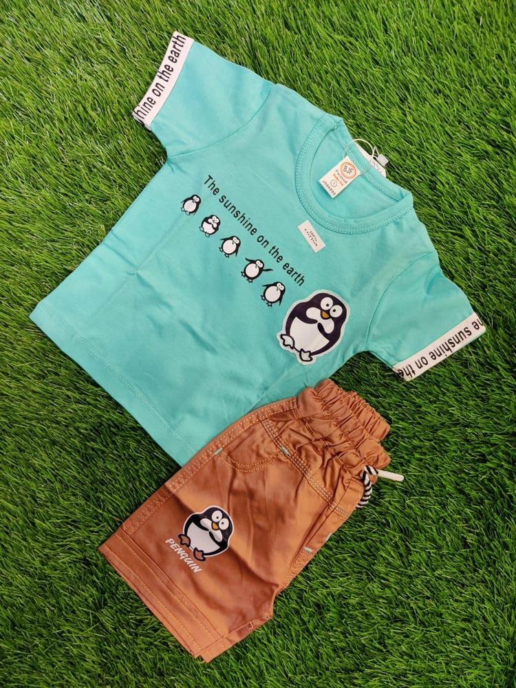 Baby Boy's Blended Printed T-Shirt And Knicker Set