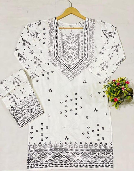 2 Pcs Women's Stitched Arabic Linen Embroidered Suit