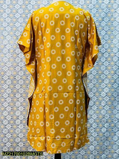 1 Pc Women's Stitched Linen Block Printed Frock